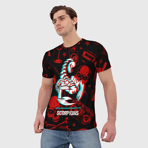 Мужская футболка Scorpions rock glitch / 3D-принт – фото 3