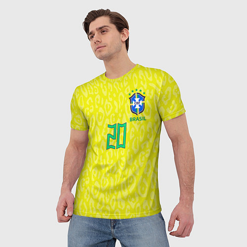 Мужская футболка Винисиус Жуниор ЧМ 2022 сборная Бразилии домашняя / 3D-принт – фото 3