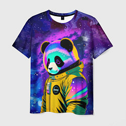 Футболка мужская Панда-космонавт в космосе - неон, цвет: 3D-принт