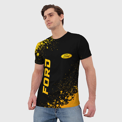 Мужская футболка Ford - gold gradient: надпись, символ / 3D-принт – фото 3