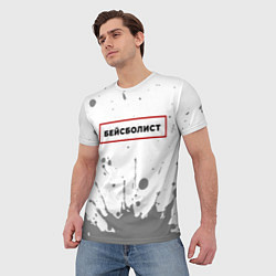 Футболка мужская Бейсболист в рамке красного цвета, цвет: 3D-принт — фото 2