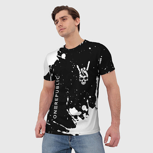Мужская футболка OneRepublic и рок символ на темном фоне / 3D-принт – фото 3