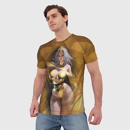 Мужская футболка Fantasy gold girl / 3D-принт – фото 3