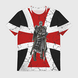 Футболка мужская Рыцарь на фоне мальтийского креста, цвет: 3D-принт