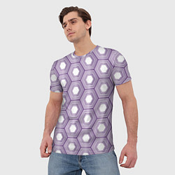 Футболка мужская Шестиугольники фиолетовые, цвет: 3D-принт — фото 2