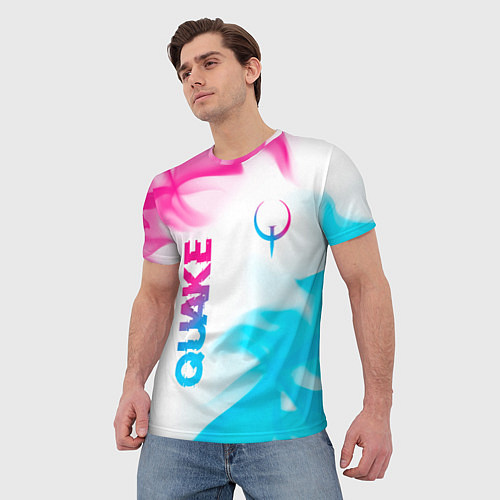 Мужская футболка Quake neon gradient style: надпись, символ / 3D-принт – фото 3
