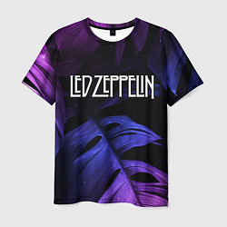 Футболка мужская Led Zeppelin neon monstera, цвет: 3D-принт