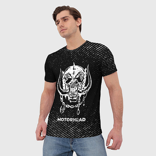 Мужская футболка Motorhead с потертостями на темном фоне / 3D-принт – фото 3