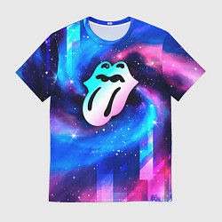 Футболка мужская Rolling Stones неоновый космос, цвет: 3D-принт