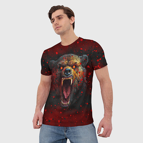 Мужская футболка Злой медведь / 3D-принт – фото 3
