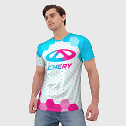 Футболка мужская Chery neon gradient style, цвет: 3D-принт — фото 2