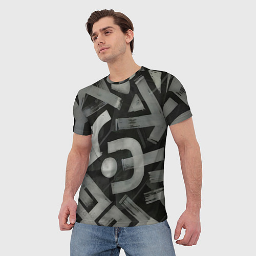 Мужская футболка Шрифтовые узоры / 3D-принт – фото 3