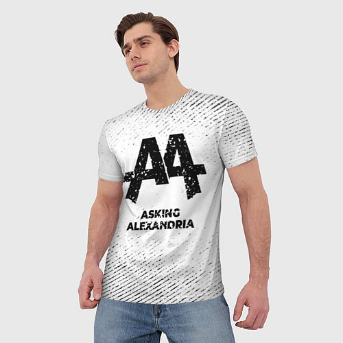 Мужская футболка Asking Alexandria с потертостями на светлом фоне / 3D-принт – фото 3