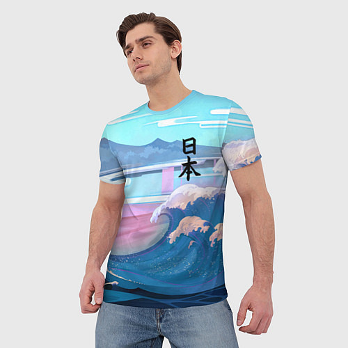 Мужская футболка Japan - landscape - waves / 3D-принт – фото 3