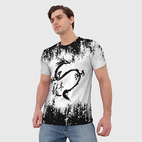 Мужская футболка Японский дракон с иероглифами / 3D-принт – фото 3