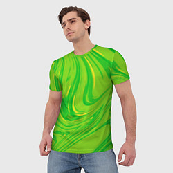 Футболка мужская Насыщенный зеленый абстракция, цвет: 3D-принт — фото 2