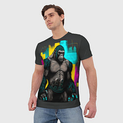 Футболка мужская Киберпанк-горилла, цвет: 3D-принт — фото 2