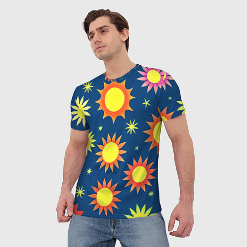 Мужская футболка Цветы солнца / 3D-принт – фото 3