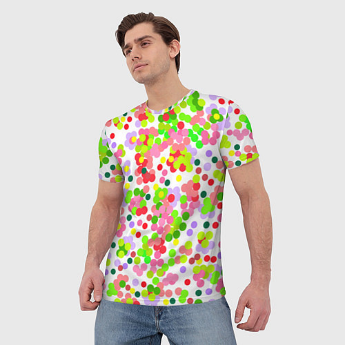 Мужская футболка Разноцветное конфетти на белом / 3D-принт – фото 3