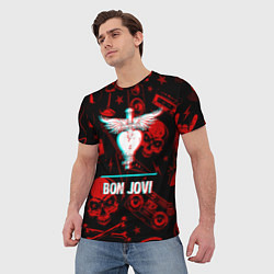 Футболка мужская Bon Jovi rock glitch, цвет: 3D-принт — фото 2
