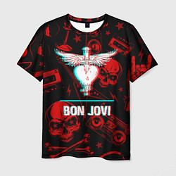 Футболка мужская Bon Jovi rock glitch, цвет: 3D-принт