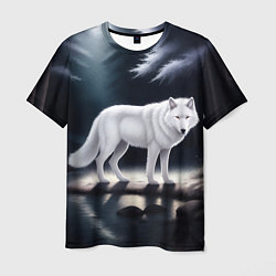Футболка мужская Белый волк в лесу, цвет: 3D-принт