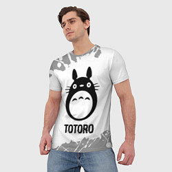 Футболка мужская Totoro glitch на светлом фоне, цвет: 3D-принт — фото 2