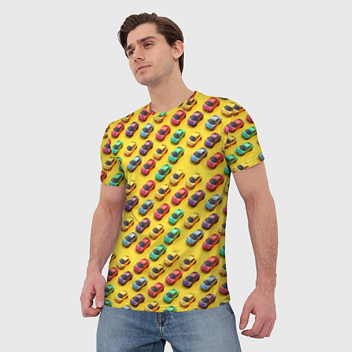 Мужская футболка Разноцветные машинки / 3D-принт – фото 3