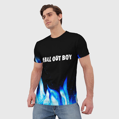 Мужская футболка Fall Out Boy blue fire / 3D-принт – фото 3