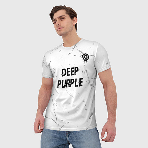 Мужская футболка Deep Purple glitch на светлом фоне: символ сверху / 3D-принт – фото 3