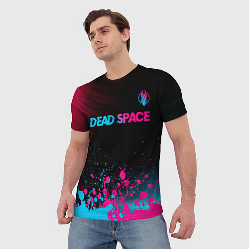 Мужская футболка Dead Space - neon gradient: символ сверху / 3D-принт – фото 3