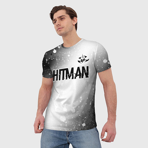 Мужская футболка Hitman glitch на светлом фоне: символ сверху / 3D-принт – фото 3