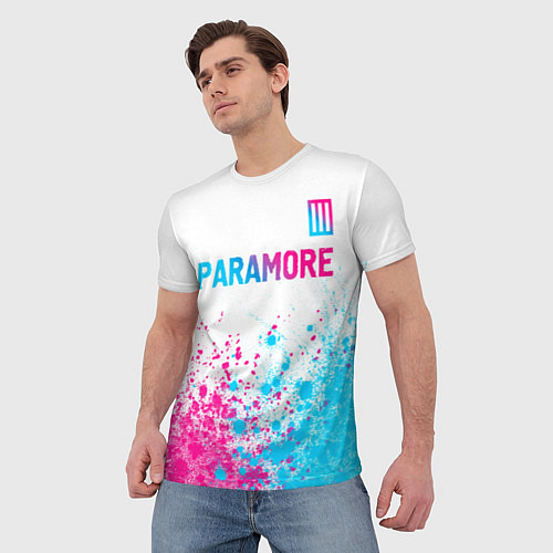 Мужская футболка Paramore neon gradient style: символ сверху / 3D-принт – фото 3