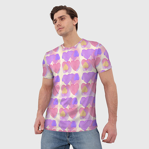 Мужская футболка Нежные сердечки / 3D-принт – фото 3