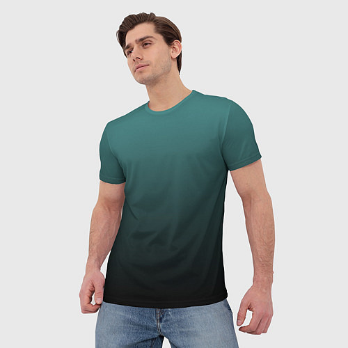 Мужская футболка Градиент зелено-черный / 3D-принт – фото 3