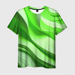Футболка мужская Светлые зеленые волны, цвет: 3D-принт