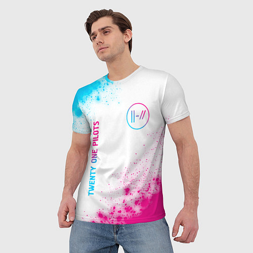 Мужская футболка Twenty One Pilots neon gradient style: надпись, си / 3D-принт – фото 3