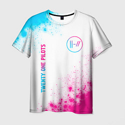 Футболка мужская Twenty One Pilots neon gradient style: надпись, си, цвет: 3D-принт