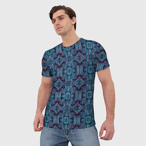 Мужская футболка Сине-фиолетовый киберпанк / 3D-принт – фото 3