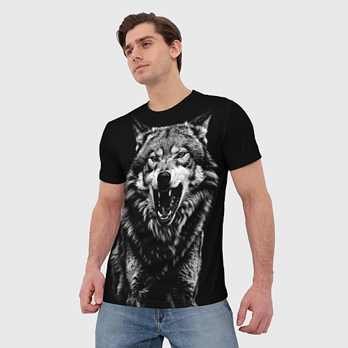 Мужская футболка Злой волчара / 3D-принт – фото 3