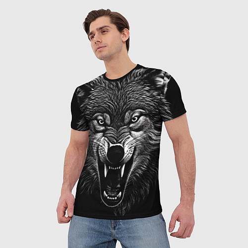 Мужская футболка Злой волчара / 3D-принт – фото 3