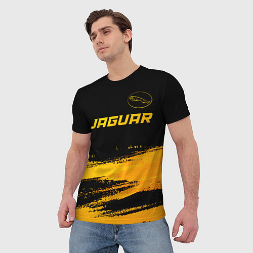 Мужская футболка Jaguar - gold gradient: символ сверху / 3D-принт – фото 3