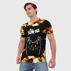 Футболка мужская Blink 182 рок кот и огонь, цвет: 3D-принт — фото 2