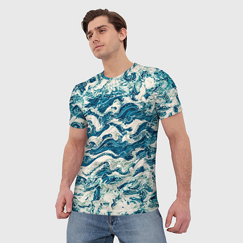Мужская футболка Узор волны / 3D-принт – фото 3