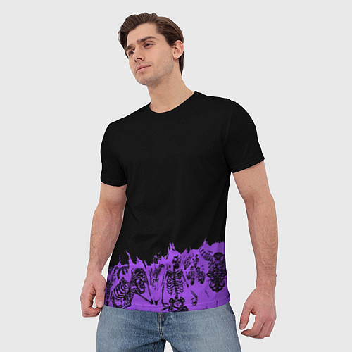 Мужская футболка Скелеты в неоновом огне / 3D-принт – фото 3