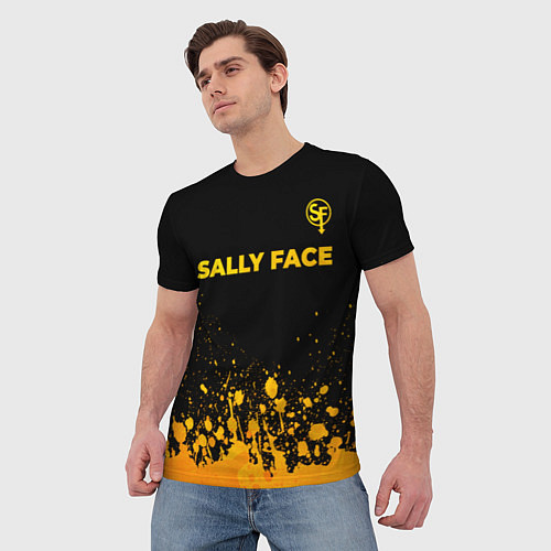 Мужская футболка Sally Face - gold gradient: символ сверху / 3D-принт – фото 3