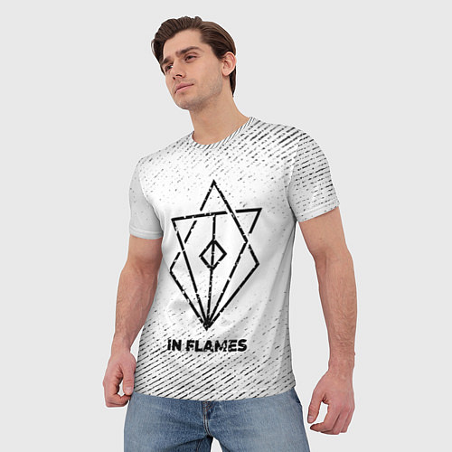 Мужская футболка In Flames с потертостями на светлом фоне / 3D-принт – фото 3