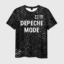 Футболка мужская Depeche Mode glitch на темном фоне: символ сверху, цвет: 3D-принт