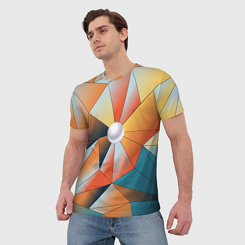 Мужская футболка Жемчужина - градиент из полигональных треугольнико / 3D-принт – фото 3