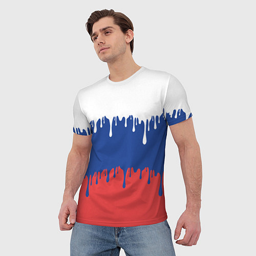 Мужская футболка Флаг России - потёки / 3D-принт – фото 3